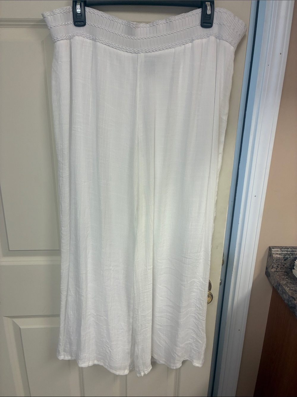 Kohl's White Wide-Leg Palazzo Pants with Smocked Waistband